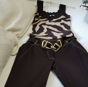 CASHE brown and cream tank